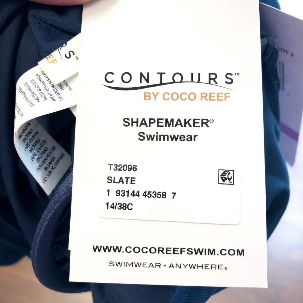 CONTOURS COCO REEF Keepsake Stellar One-Piece Swimsuit  US 14 38C Slate Ble NWT - Picture 9 of 12